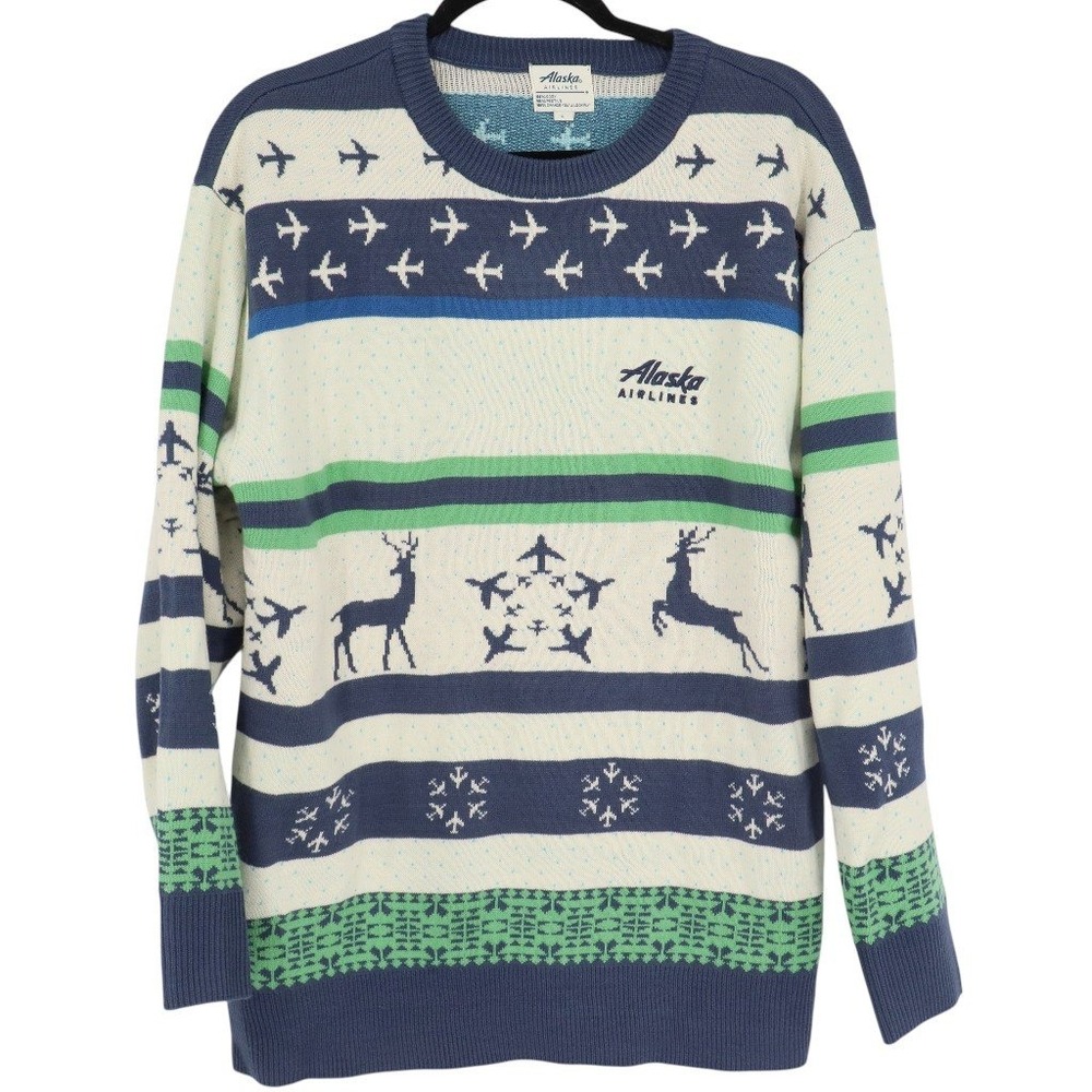 Alaska Airlines Men's Holiday Fair Isle Ugly Christmas Sweater Size 2XL Knit